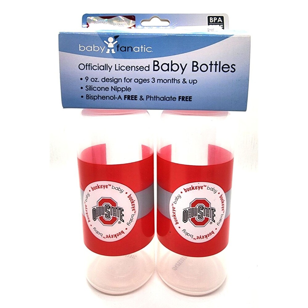 Ohio State University 9oz Baby Bottles 2 Pack OSU Buckeye Baby 3mo+ BPA Free